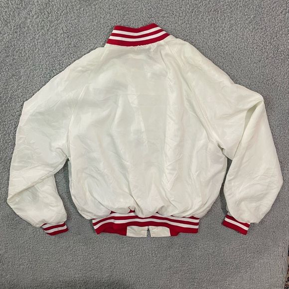 Vintage Men’s Bomber Jacket Moose Embroidery Pro Fit White Large - Picture 4 of 6